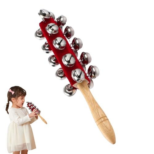 Hand Jingle Bells, Wooden Musical Instrument, 10.43inch Children’s Jingle Bell Toy, Parent-Child Interaction, Percussion Rattle, Boys & Girls Music Play, Home & School Fun von Generisch