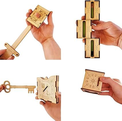Handcrafted Wooden DIY Magic Set, Word Through Finger Magic Trick, Magic Pencil Box,Sword Through Finger Magic Trick, DIY Magic Pencil Box & Key Through Coin Set for Kids and Adults (4pcs-Mix) von Generisch