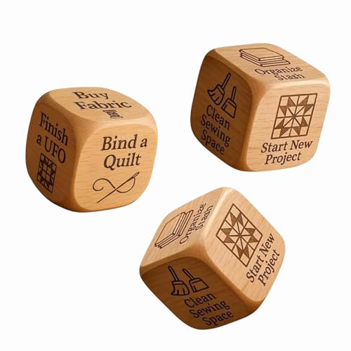 Handgefertigte Quilter's Dice,Quilter's Decision Dice mit 6 Eingravierten Aufgaben,Family Gathering Interaktive Requisiten,für Sparking Kreative Inspiration und Qualität Eltern Kind Zeit (3PC) von Generisch