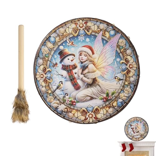 Handgefertigte Schamanentrommel | Handgefertigtes Schamanentrommelinstrument - Dekorative Weihnachtsthema Instrumententrommel für Liebhaber, Töchter, Söhne, Freundinnen von Generisch