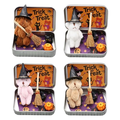 Handgefertigter süßer Hexen-Teddybär in Box, Halloween-Bär in einer Box, Miniatur-Hexer mit Besen, Kürbis und Katze, emotionale Unterstützung, inspirierende Geschenke, Party-Dekoration Handgefertigter süßer Hexen-Teddybär in Box, Halloween-Bär in einer Box, Miniatur-Hexer mit Besen, Kürbis und Katze, emotionale Unterstützung, inspirierende Geschenke, Party-Dekoration von Generisch