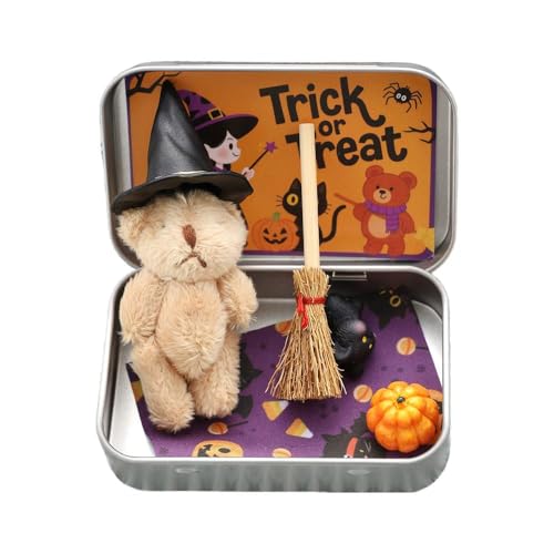 Handgefertigter süßer Hexen-Teddybär in Box, Halloween-Bär in einer Box, Miniatur-Hexer mit Besen, Kürbis und Katze, emotionale Unterstützung, inspirierende Geschenke, Party-Dekoration Handgefertigter süßer Hexen-Teddybär in Box, Halloween-Bär in einer Box, Miniatur-Hexer mit Besen, Kürbis und Katze, emotionale Unterstützung, inspirierende Geschenke, Party-Dekoration von Generisch
