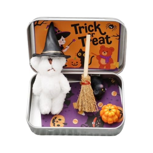 Handgefertigter süßer Hexen-Teddybär in Box, Halloween-Bär in einer Box, Miniatur-Hexer mit Besen, Kürbis und Katze, emotionale Unterstützung, inspirierende Geschenke, Party-Dekoration Handgefertigter süßer Hexen-Teddybär in Box, Halloween-Bär in einer Box, Miniatur-Hexer mit Besen, Kürbis und Katze, emotionale Unterstützung, inspirierende Geschenke, Party-Dekoration von Generisch