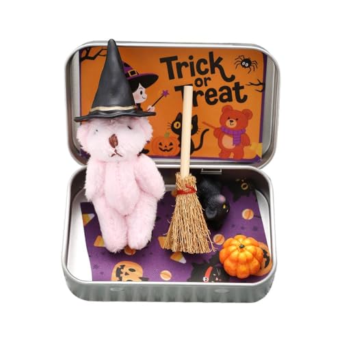 Handgefertigter süßer Hexen-Teddybär in Box, Halloween-Bär in einer Box, Miniatur-Hexer mit Besen, Kürbis und Katze, emotionale Unterstützung, inspirierende Geschenke, Party-Dekoration Handgefertigter süßer Hexen-Teddybär in Box, Halloween-Bär in einer Box, Miniatur-Hexer mit Besen, Kürbis und Katze, emotionale Unterstützung, inspirierende Geschenke, Party-Dekoration von Generisch