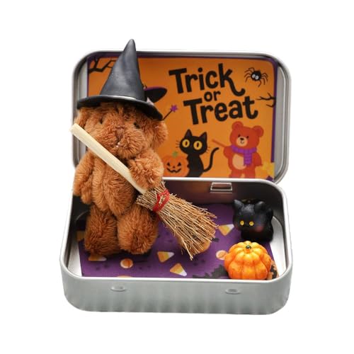 Handgefertigter süßer Hexen-Teddybär in Box, Halloween-Bär in einer Box, Miniatur-Hexer mit Besen, Kürbis und Katze, emotionale Unterstützung, inspirierende Geschenke, Party-Dekoration Handgefertigter süßer Hexen-Teddybär in Box, Halloween-Bär in einer Box, Miniatur-Hexer mit Besen, Kürbis und Katze, emotionale Unterstützung, inspirierende Geschenke, Party-Dekoration von Generisch