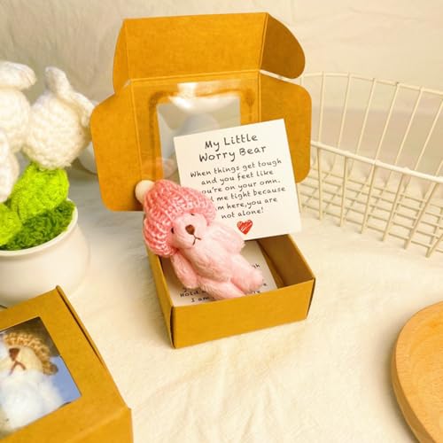 Handgemachter Mini-Plüsch-Teddybär in Einer Box. Kleiner Bär in Einer Box. Meine kleinen Sorgenbären. Mini-Taschenbären. Umarmungsplüsch mit emotional aufmunternder Unterstützungskarte. Handgemachter Mini-Plüsch-Teddybär in Einer Box. Kleiner Bär in Einer Box. Meine kleinen Sorgenbären. Mini-Taschenbären. Umarmungsplüsch mit emotional aufmunternder Unterstützungskarte. von Generisch