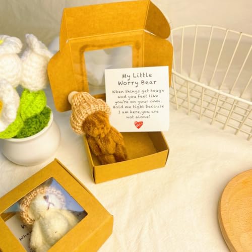 Handgemachter Mini-Plüsch-Teddybär in Einer Box. Kleiner Bär in Einer Box. Meine kleinen Sorgenbären. Mini-Taschenbären. Umarmungsplüsch mit emotional aufmunternder Unterstützungskarte. Handgemachter Mini-Plüsch-Teddybär in Einer Box. Kleiner Bär in Einer Box. Meine kleinen Sorgenbären. Mini-Taschenbären. Umarmungsplüsch mit emotional aufmunternder Unterstützungskarte. von Generisch