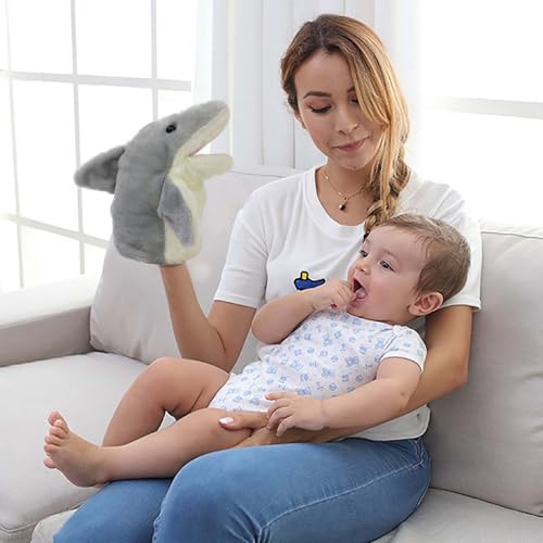 Handpuppenhandschuhe, kleines Armspielzeug-Set, Handmund kann Sich öffnen, Baby, Kinder-Trostspielzeug Kuscheltier gigantisch (Grey, 25x13x13cm) von Generisch
