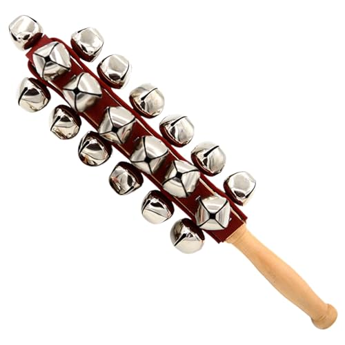 Handschlittenglocken, Handheld Jingle Bells, Handheld Schlittenglocken mit Holzgriff - Home School Musik Lernbedarf Percussion Rasseln Kinder Früherziehung Lehrmittel von Generisch
