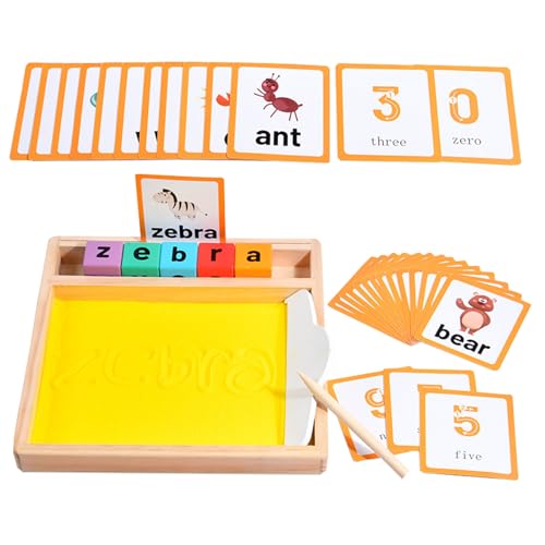 Handschriften -Übungsbox - Holzsandschale, Alphabetverfolgung Sandspielzeug | Holzmarke Making -Tablett mit Stift, Lernspielzeug für Bildungsaktivitäten, sensorisches Schreibwerkzeug für Kinder im Vor Handschriften -Übungsbox - Holzsandschale, Alphabetverfolgung Sandspielzeug | Holzmarke Making -Tablett mit Stift, Lernspielzeug für Bildungsaktivitäten, sensorisches Schreibwerkzeug für Kinder im Vor von Generisch