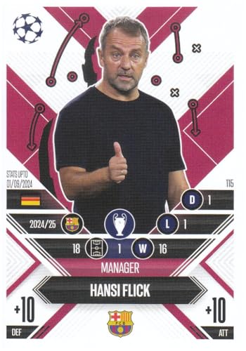 Hansi Flick DEF +10 ATT +10 Trainer/Manager Barcelona Topps CL 2024-25 Fußball Sammelkarte 115 von Generisch