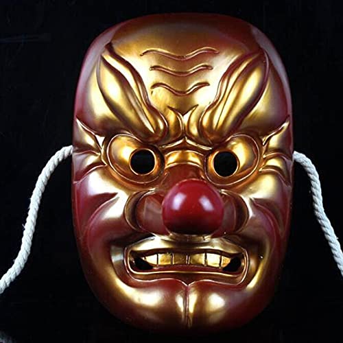 Harz Tengu Krieger Cosplay Maske Halloween Tanzparty Kostüm Maske Requisite (Gold/Rot) von Generisch
