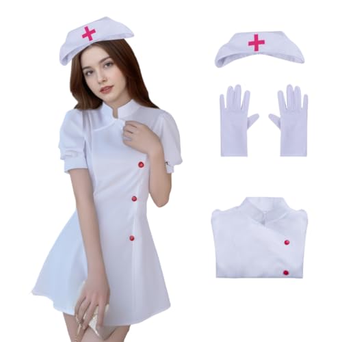 Hatsune Bunny Hole Cosplay Kostüm, Krankenschwester, Uniform, Kleid für Halloween (Weiß, M) von Generisch