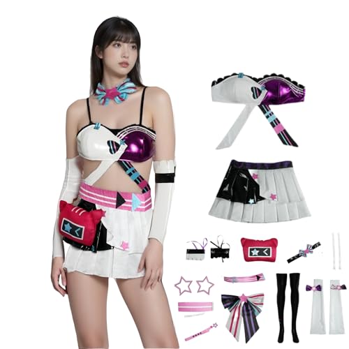Hatsune Cosplay-Kostüm, PJSK Cosplay-Kostüm, glänzendes Etuikleid, Outfit mit Geldbörse und Ledersocken, für Halloween, Karneval, Party, Weiß, Größe XL Hatsune Cosplay-Kostüm, PJSK Cosplay-Kostüm, glänzendes Etuikleid, Outfit mit Geldbörse und Ledersocken, für Halloween, Karneval, Party, Weiß, Größe XL von Generisch