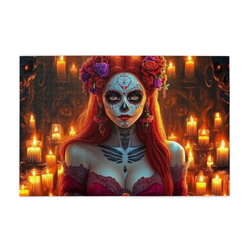 Hell und bunt, untote Zucker-Skelette und Blumen, 1000-teiliges Puzzle für Erwachsene, Holzpuzzles für Erwachsene, Geschenke, Heimdekoration Hell und bunt, untote Zucker-Skelette und Blumen, 1000-teiliges Puzzle für Erwachsene, Holzpuzzles für Erwachsene, Geschenke, Heimdekoration von Generisch