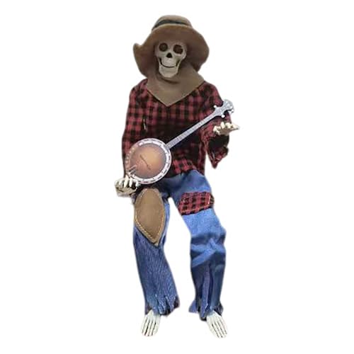 Herbst-Banjo-Spiel-Skelette – animierte Vogelscheuche Thanksgiving Dekorationen Herbst Ernte Tag Geschenke Halloween Herbst Requisite Dekor für drinnen und draußen (A) von Generisch