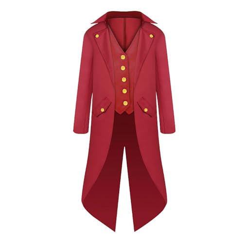 Herren-Frack im Gothic-Stil, Cosplay-Kostüm, Halloween-Cosplay-Kostüm, Gothic-Stil, mittelalterlicher Frack, Jacke, Steampunk, Vintage, viktorianischer Gehrock, hoher Kragen, Steampunk-Jacke für Herren-Frack im Gothic-Stil, Cosplay-Kostüm, Halloween-Cosplay-Kostüm, Gothic-Stil, mittelalterlicher Frack, Jacke, Steampunk, Vintage, viktorianischer Gehrock, hoher Kragen, Steampunk-Jacke für von Generisch