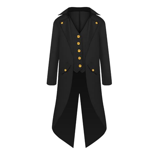 Herren Gothic Frack – Steampunk-Kostüm für Herren, Piratenjacke für Herren, Gothic-Stil, mittelalterliche Frackjacke, Halloween-Kostüme, Gothic, Steampunk, leicht, für Halloween-Fotos, im Alter Herren Gothic Frack – Steampunk-Kostüm für Herren, Piratenjacke für Herren, Gothic-Stil, mittelalterliche Frackjacke, Halloween-Kostüme, Gothic, Steampunk, leicht, für Halloween-Fotos, im Alter von Generisch