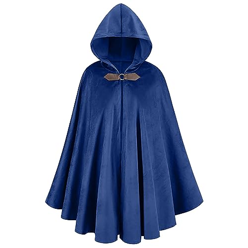 Herren Kapuzenumhänge und Kostüme für Damen, lange Paare, Halloween-Jacke, Lederköcher Mittelalterlich (Blue, XL) von Generisch