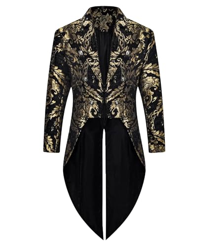 Herren Mittelalter Frack Steampunk Vintage Jacke Gothic Viktorianischen Gehrock Kostüm Herren Jacke, gold, XXL Herren Mittelalter Frack Steampunk Vintage Jacke Gothic Viktorianischen Gehrock Kostüm Herren Jacke, gold, XXL von Generisch