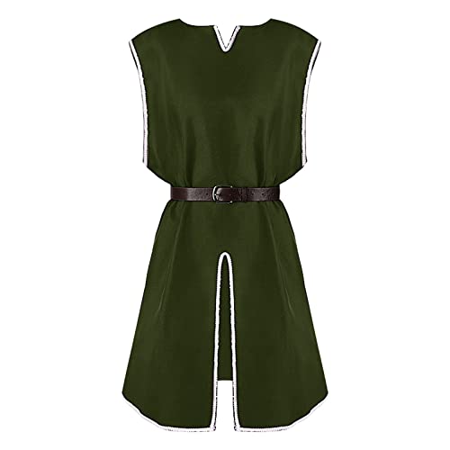 Herren Mittelalter Kostüm Ärmellos Rundhals Renaissance Lederweste Ritter Patchwork Leder Rüstung Retro Weste Wikinger Pirat Cosplay Gothic Performance Halloween Kostüm Schwarz, grün, braun von Generisch