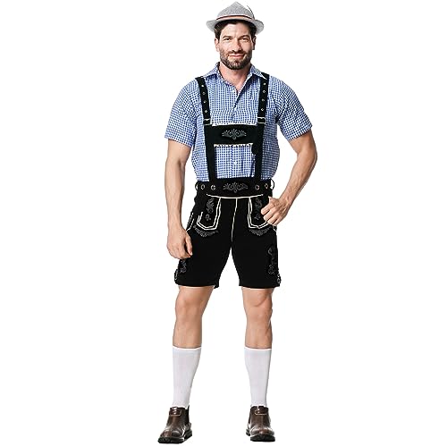 Herren Oktoberfest KostüM Traditionelle Bayerische Kariertes Herrenhemd Deutsche Bierfestival Cosplay -Outfit FüR MäNner Halloween Party Karneval Fastnacht Kleidung FüR Erwachsene von Generisch