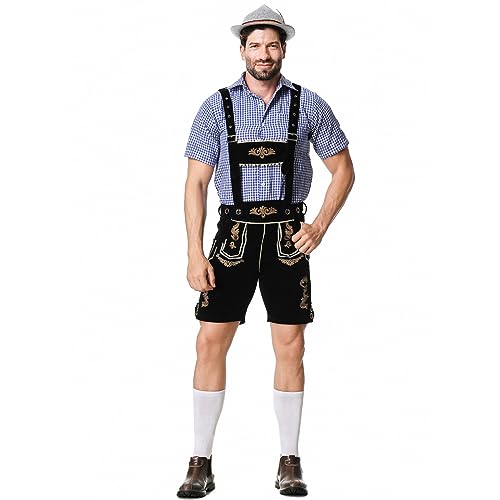 Herren Oktoberfest KostüM Traditionelle Bayerische Kariertes Herrenhemd Deutsche Bierfestival Cosplay -Outfit FüR MäNner Halloween Party Karneval Fastnacht Kleidung FüR Erwachsene von Generisch