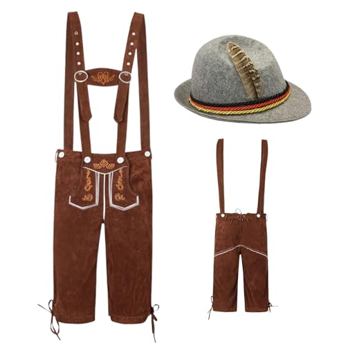 Herren Oktoberfest Kostüm, Bayrisches Kostüm Herren, Traditionelle Lederhose Mit Hut Für Feiern Feste Bierproben Partys Herren Oktoberfest Kostüm, Bayrisches Kostüm Herren, Traditionelle Lederhose Mit Hut Für Feiern Feste Bierproben Partys von Generisch