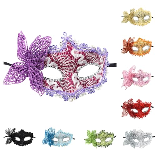 Herren Sale,Silvester,Venezianische Maske Herren Venezianisch Damen Maskenball Gesicht Verkleidung Masquerade Mask Women Ballmaske Frau Masken Kostüm Für,Lila,One Size von Generisch