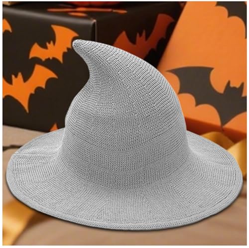 Hexenhüte für Damen, Halloween-Kostüm, Hexenhut, Cosplay, Kopfbedeckung, Mode, Halloween, Hexenhut für Spukhaus, Damen-Events, Halloween (Grau) von Generisch