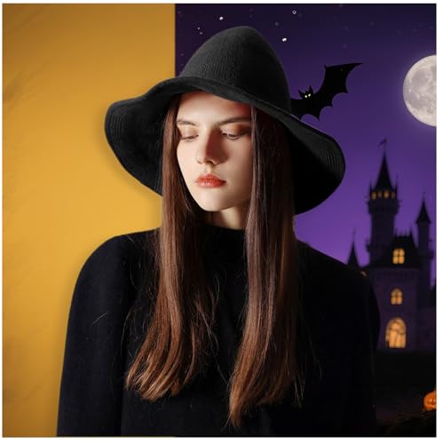 Hexenhüte für Damen, Halloween-Kostüm, Hexenhut, Cosplay, Kopfbedeckung, Mode, Halloween, Hexenhut für Spukhaus, Damen-Events, Halloween (schwarz) von Generisch