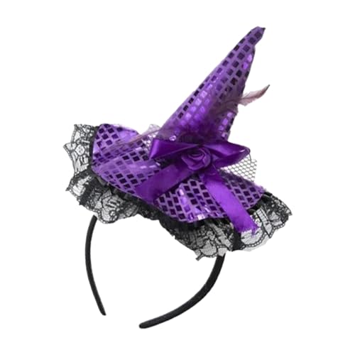 Hexenhut Stirnband | Halloween Stirnbänder Hut Hoop Band Hexe Stirnband - Elegante Kopfbedeckung Kostüm Hut für Mädchen Frauen von Generisch