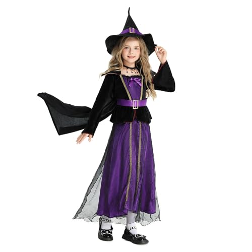 Hexenkostüm Kinder - Lieblich Weich Halloweenkostüm Detailreich Farbstark Hexenkostüm Atmungsaktiv Hexenhaft Hexenkostüm Authentisch Prinzessinhaft Halloween Kostüm von Generisch