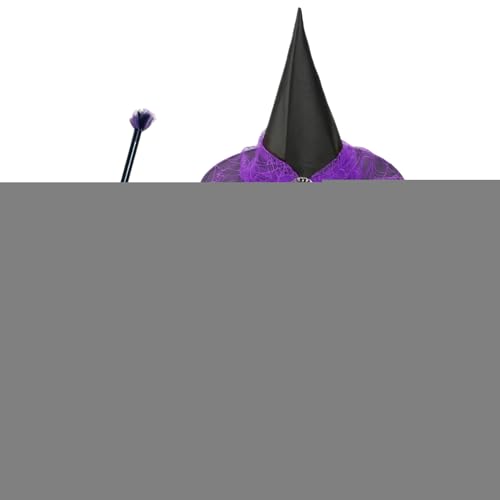 Hexenkostüm-Set | Kinder-Hexenkostüm-Zubehör-Set mit Besen und Rock, elastisches Halloween-Cosplay-Gefälligkeiten für Maskerade, Karneval, Mottoshootings, Bühnenauftritte von Generisch