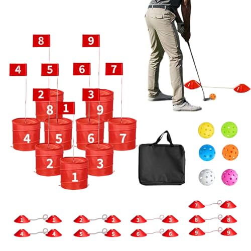 Hinterhof-Golfspiel, Golf-Eimer-Spiel – tragbares Putting-Set, Ziel, 9-Loch-Platz, grünes Zubehör für Erwachsene, Übungen, Sport, Strandparty, Familie, Vater Hinterhof-Golfspiel, Golf-Eimer-Spiel – tragbares Putting-Set, Ziel, 9-Loch-Platz, grünes Zubehör für Erwachsene, Übungen, Sport, Strandparty, Familie, Vater von Generisch