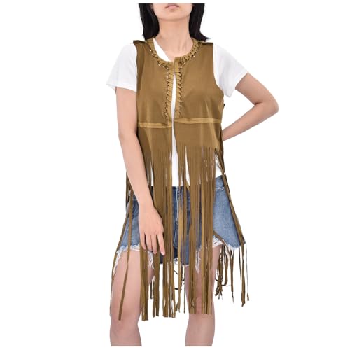 Hippie Kleid, Faschingskostüme Damen Cowgirl Karneval Kostüm Boho Fransen Weste - Hippie Mit Ärmellose Kleidung Bolero Vintage 60Er 70Er Bekleidung Outfit Für Karneva Disco Hippie Kleid, Faschingskostüme Damen Cowgirl Karneval Kostüm Boho Fransen Weste - Hippie Mit Ärmellose Kleidung Bolero Vintage 60Er 70Er Bekleidung Outfit Für Karneva Disco von Generisch