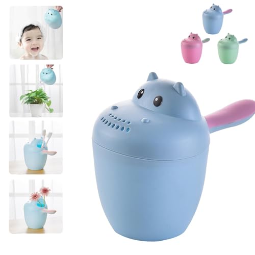 Hippopotamus-Spülbecher, interaktiver Baby-Badewasserfall-Spüler, Baby-Badewasserbecher, abnehmbares Shampoo, für Reisen und den Gebrauch zu Hause (Blau) von Generisch