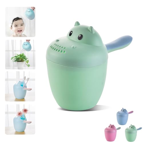 Hippopotamus-Spülbecher, interaktiver Baby-Badewasserfall-Spüler, Baby-Badewasserbecher, abnehmbares Shampoo, für Reisen und den Gebrauch zu Hause (Grün) von Generisch