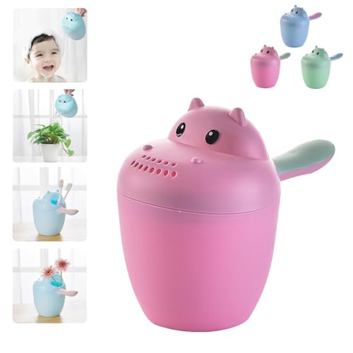 Hippopotamus-Spülbecher, interaktiver Baby-Badewasserfall-Spüler, Baby-Badewasserbecher, abnehmbares Shampoo, für Reisen und den Gebrauch zu Hause (Rosa) von Generisch