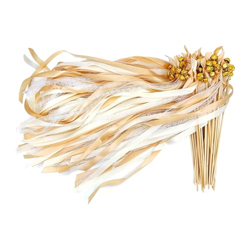 Hochzeits Konfetti - 50 Stück Feenstäbe | Stab Streamer Deko Mit Glöckchen Für Hochzeitsauszug Brautparty Festlichkeiten von Generisch