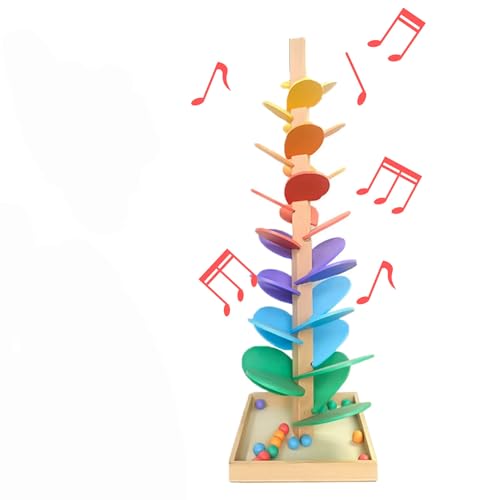 Hölzerne Farbenfrohe Musikbaum, Music Tree Rolling Ball Track, Colorful Rolling Ball Tower, Interactive Sound Tree Track, for Kid Educational Game (L) von Generisch