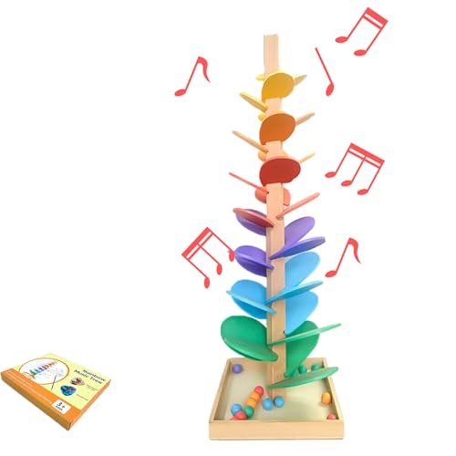 Hölzerne Farbenfrohe Musikbaum, Regenbogen Kugelbahn Klangbaum, Bildungsspielzeugblöcke Rolling Tree Toy, Für Kinder, Geburtstag, Vorschule (groß) von Generisch