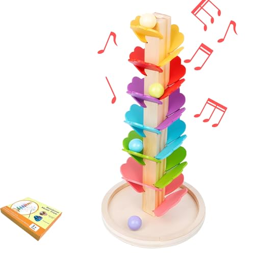 Hölzerne Farbenfrohe Musikbaum, Regenbogen Kugelbahn Klangbaum, Bildungsspielzeugblöcke Rolling Tree Toy, Für Kinder, Geburtstag, Vorschule (klein) von Generisch
