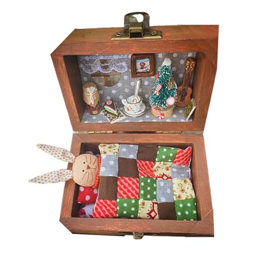 Hölzerne Miniaturpuppenhaus, Miniaturraum -Kit - Hausgebäude Kit,Animal-in-Boxen Design Craft Sandy Toy Collectible Model, handgefertigtes realistisches für Projekte von Generisch