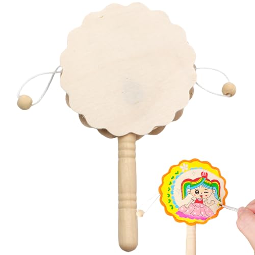 Hölzerne Rasselspielzeug-Blumenförmige -Trommel für Kinder, kreatives Percussion-Instrument | Tragbares Drum Toy für , Mädchen, Kindergärtner, Kunstkurse, Musikausbildung, praktisches Lernen von Generisch