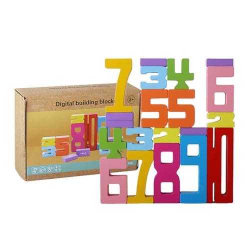 Hölzerne Zahl Bausteine Set 20 Stück mit 15 Lernkarten Kreatives Montessori Inspiriertes Lernspielzeug Zahl Blöcke Spielzeug für Kinder Holz Geschenkidee Vorschulkinder Entwicklung von Generisch