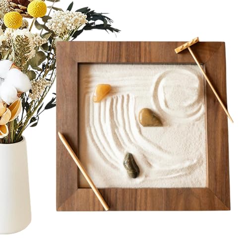 Hölzerne Zen Garden - 20 cm Mini -Schreibtisch -Kit, Langlebige Sandschale, Retro -Meditationszubehör, Entspannung Und Entspannen | Miniatur -Gartenurlaub, Entspannung Für Büro -Heimtafel -Dekoration Hölzerne Zen Garden - 20 cm Mini -Schreibtisch -Kit, Langlebige Sandschale, Retro -Meditationszubehör, Entspannung Und Entspannen | Miniatur -Gartenurlaub, Entspannung Für Büro -Heimtafel -Dekoration von Generisch
