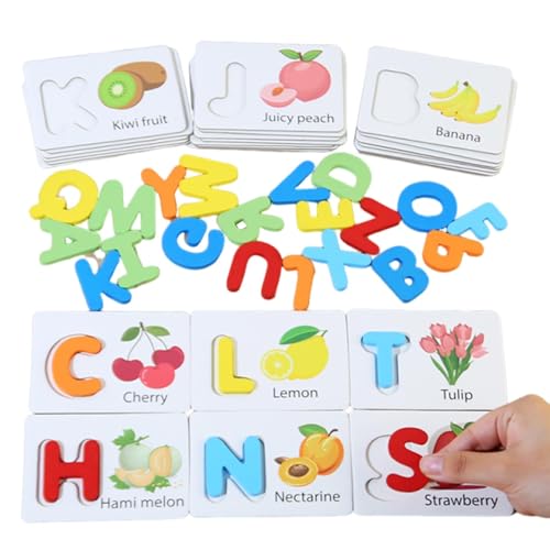 -Alphabet-Karteikarten, passende Holzbuchstaben-Karte | Alphabet-Wortspielzeug,Fruchtkognitions-Wortspielzeugblockspiel für und Mädchen im Alter von 3 bis 6 Jahren -Alphabet-Karteikarten, passende Holzbuchstaben-Karte | Alphabet-Wortspielzeug,Fruchtkognitions-Wortspielzeugblockspiel für und Mädchen im Alter von 3 bis 6 Jahren von Generisch
