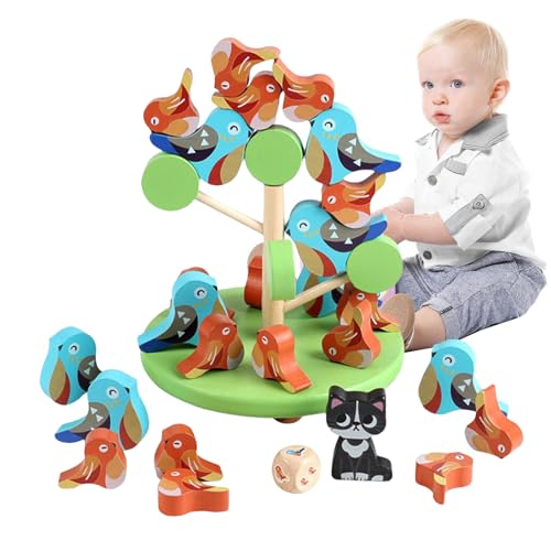 Holz Balance Spiel | Balance Holz-Vogelklötze Spielzeug,Lernspielzeug Mit Spielspaß Für Kinder Und Erwachsene Familienspiel Drinnen Generationen von Generisch