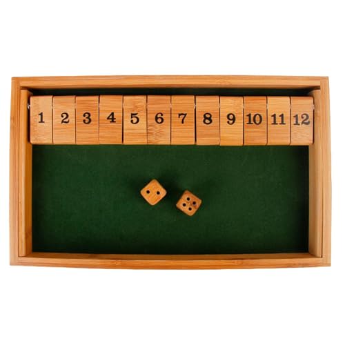 Holz Brettspiel 33x20x3.3cm | Shut The Box Würfelspiel Gesellschaftsspiel Mit Würfeln Doppelseitiges Partyspiel Aus Lackiertem Holz Für Erwachsene Kinder Geschenkidee Zu Ostern Weihnachten von Generisch
